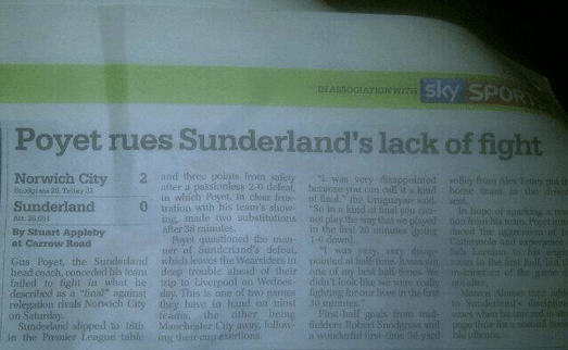 My piece with Sunderland manager Gus Poyet (March 2013)