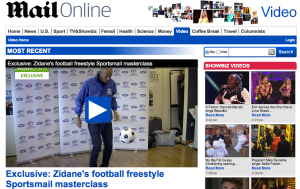 Zinedine Zidane features on the Daily Mail website