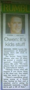 Michael Owen piece in The Sun newspaper