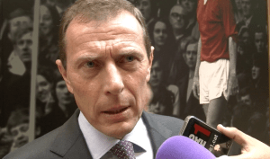 Real Madrid legend Emilio Butragueno in the mixed zone