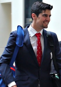 England captain Alastair Cook leaves Gatwick